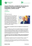 <div class=lightGallery-captions><p>Entrevista de Fraternidad-Muprespa a Joaquín Merchán, presidente del Consejo General de Graduados Sociales de España.</p><p>Entrevista de Fraternidad-Muprespa a Joaquín Merchán, presidente del Consejo General de Graduados Sociales de España, quien resalta la importancia de la ética, la integridad y la justicia social en la profesión. Merchán destaca también la colaboración clave entre graduados sociales y mutuas colaboradoras con la Seguridad Social para garantizar la protección y bienestar de los trabajadores.</p><h4>Material cedido por 275 - FRATERNIDAD - MUPRESPA</h4><span>2024</span></div>